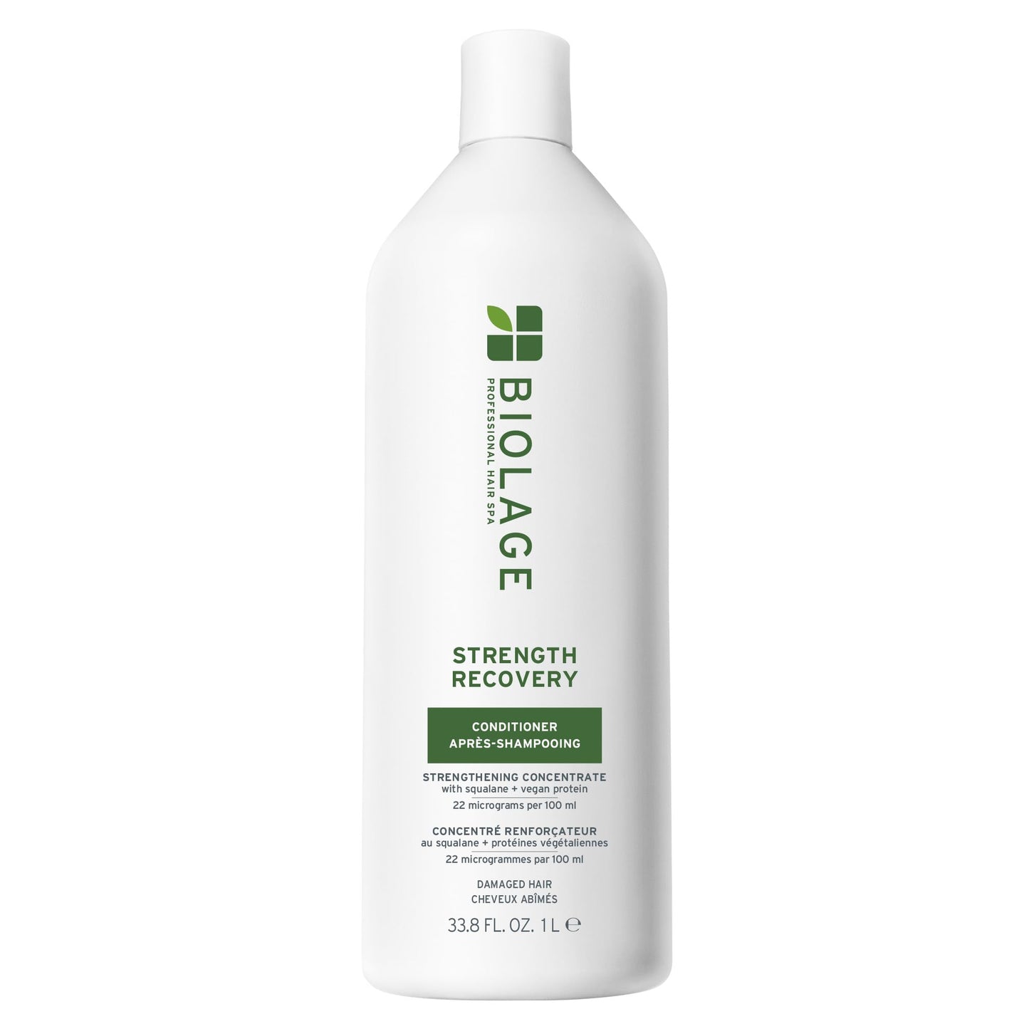 Biolage Strength Recovery Conditioner - Moisturizes & Strengthens Damaged Hair, Softness & Shine, Hydrates and Repairs Damaged Hair, With Olive Squalane & Proteins, Paraben-Free, Vegan, 33.8 Fl Oz