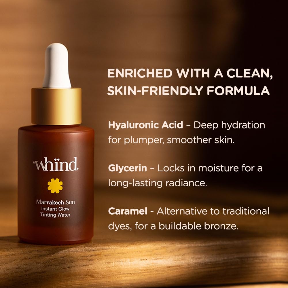 WHIND Marrakech Sun Instant Glow Tanner Drops - Lightweight Self-Tanner for Radiant Skin | 1oz / 30ml