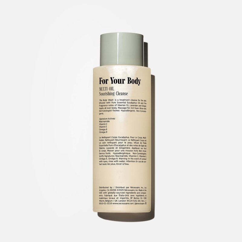 Nécessaire The Body Wash Eucalyptus — Multi-Oil Shower Gel Body Wash for Women + Men. Non-Comedogenic + Hypoallergenic for Sensitive Skin with Niacinamide. 8.4 fl oz.