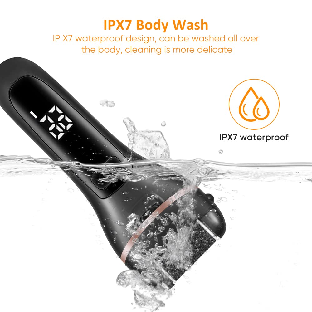 Electric Callus Remover and Foot polisher-Rechargeable-waterproof-10pieces Pedicure Set. (Black)