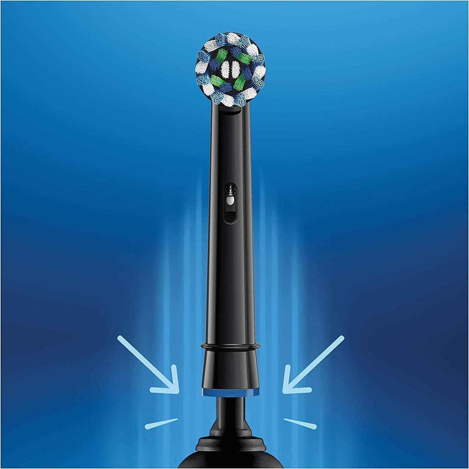 Oral-B Genuine CrossAction Replacement Black Toothbrush Heads, Refills for Electric Toothbrush, Angled Bristles for up to 100 Percent More Plaque Removal, Pack of 4