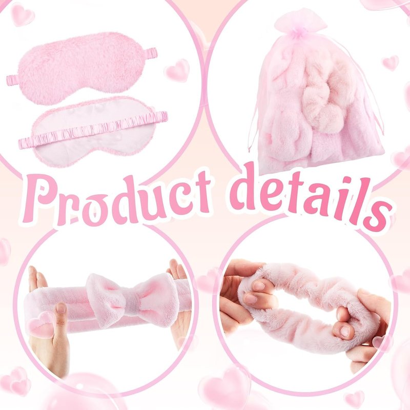 wepgjwmao 30 Pcs Sleepover Party Supplies for Women Slumber Party Supplies for Girls Spa Favor Headband Eye Mask Hair Scrunchies Comb Toiletry Bag(Pink)