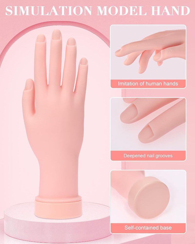 Practice Hand for Acrylic Nails Soft Touch Mannequin Hand for Nails, Flexible and Bendable Fake Hand with nail tools for Nails for Nail Art Beginners