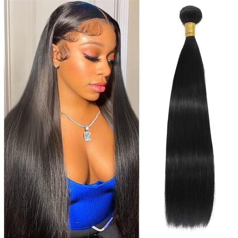 MIRONICA Straight Human Hair One Bundles 22 Inch 12A Brazilian 1 Bundles Human Hair 100% Unprocessed Virgin Hair Double Machin Weft for Black Women Natural Black Color Hair Extensions