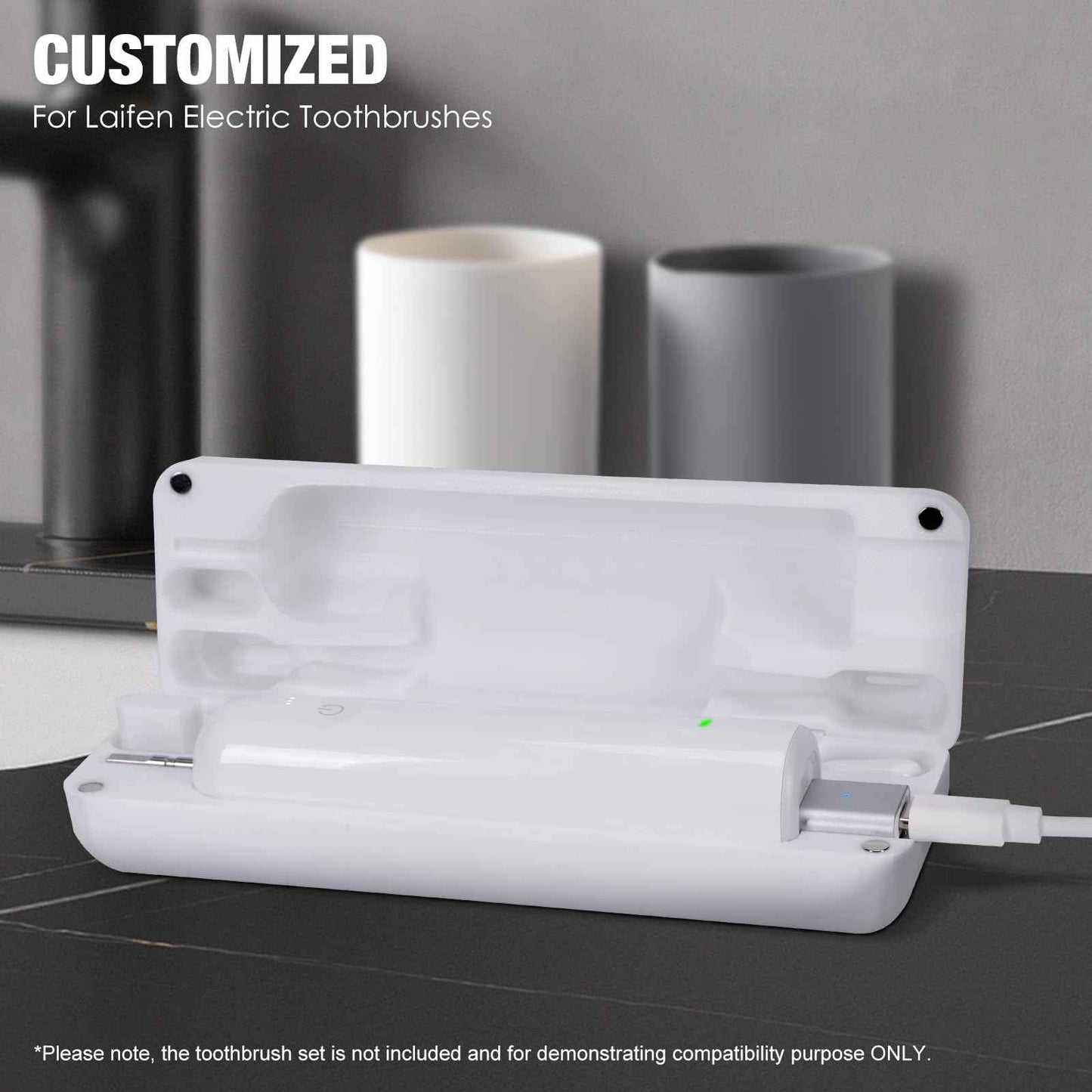 Kuflant Type-C Rechargeable Toothbrush Travel Case Compatible with Laifen Wave Electric Toothbrush, Waterproof Magnetic Rechargeable Travel Powered Toothbrush Case Lightweight and Portable