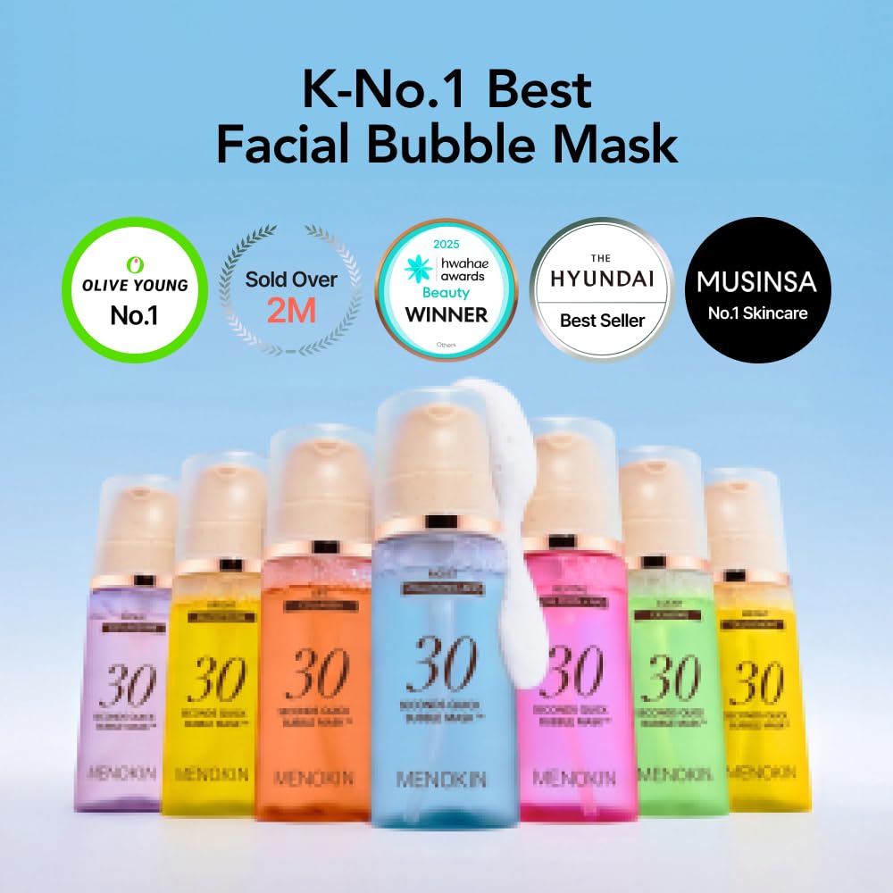 MENOKIN 30 Seconds Quick Bubble Mask [LIFT] - [Collagen] & Niacinamide in Micro-bubbles for Anti Aging, Boost Elasticity, Fine Lines, Korean Glass Skin Care Essential, 70 Uses, 3.21 fl.oz