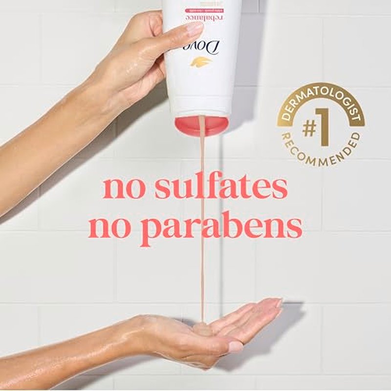 Dove Body Wash 3 Count Rebalance White Peach & Rice Milk For 24hr Lotion-Soft Skin Moisturizing Skin Cleanser with No Sulfates No Parabens