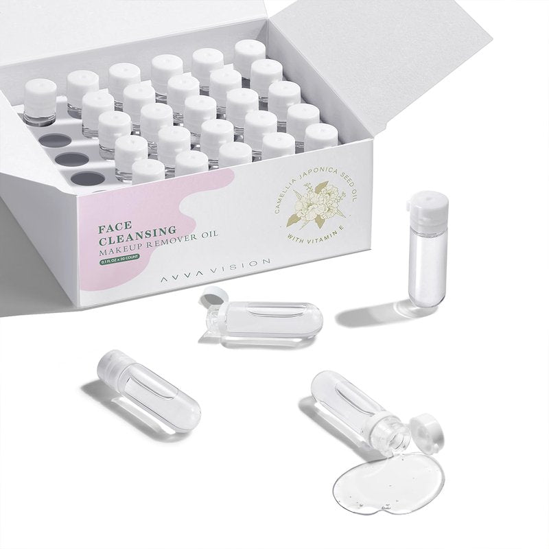AVVA VISION Ultra-Portable Cleansing Oil Capsules Travel-Sized Makeup Remover Oil Gentle Complete Deep Facial Cleansing On-The-Go Compact Mini Bottles Sensitive Skin, 30 Counts