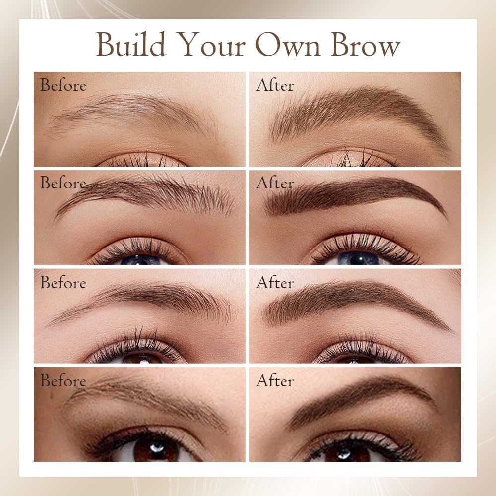 2-in-1 Eyebrow Pencil with Gel,2025 NEW Waterproof Magic Eyebrow Pencil,Dual-Ended 3D Microblading Eyebrow Pen with 4 Tip & Eyebrow Brush, Makeup Long-Lasting Eyebrow Pen for Women (Dark Brown)