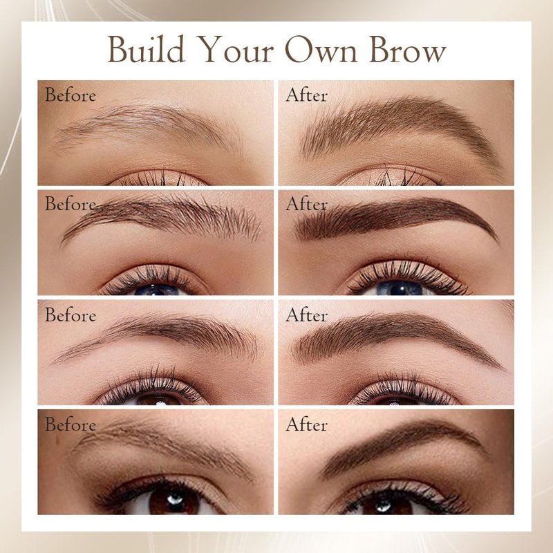 2024 New 2-in-1 Eyebrow Pencil with Gel,Waterproof Magic Eyebrow Pencil,Dual-Ended 3D Microblading Eyebrow Pen with 4 Tip & Eyebrow Brush, Makeup Long-Lasting Eyebrow Pen for Women (Light Brown)