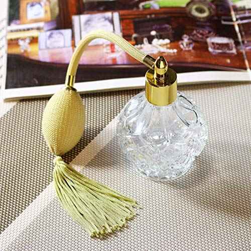 H&D HYALINE & DORA H&D Charming Clear Checked Carved Glass Empty Refillable Perfume Bottle with Spray Atomizer