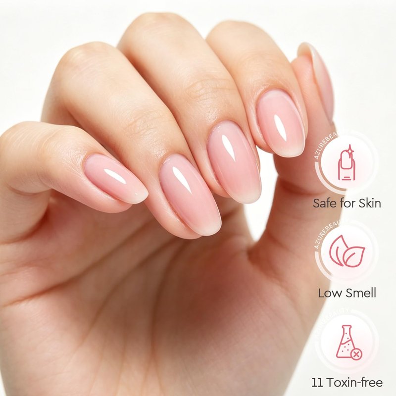 AzureBeauty Builder Gel for Nails, 18ml 7-in-1 Rose Blush Self-Leveling Nail Strengthener for beginners, UV/LED Soak Off Builder Gel for Apex, Extension, Overlay & Rhinestone, Base & Top Coat Needed