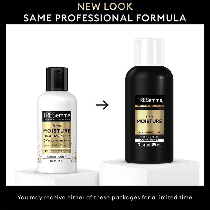 TRESemmé Travel Shampoo, Conditioner & Hair Gel – Rich Moisture Hair Products + Alcohol-Free Styling Gel, 24H Frizz Control (3 Piece Set)