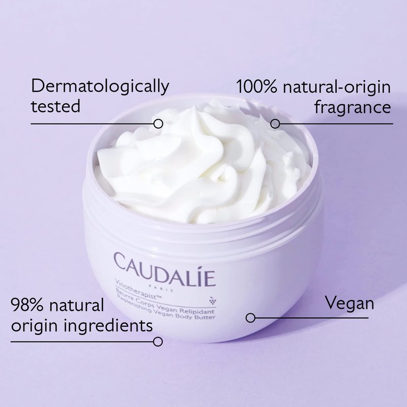 Caudalie Vinotherapist Replenishing Vegan Body Butter with Shea Butter and Grape-seed Oil, Addresses Itching Caused by Eczema and Other Skin Conditions - 250 mL