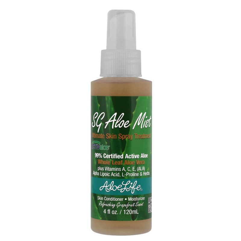 Aloe Life SG Aloe Mist Gel - Topical Skin Conditioner, Whole Leaf Aloe Vera Juice Concentrate, Contains Special Skin Actives, Vitamin A, C, & E, Helps Hydrate & Condition Your Skin-Hair (Single, 4 oz)