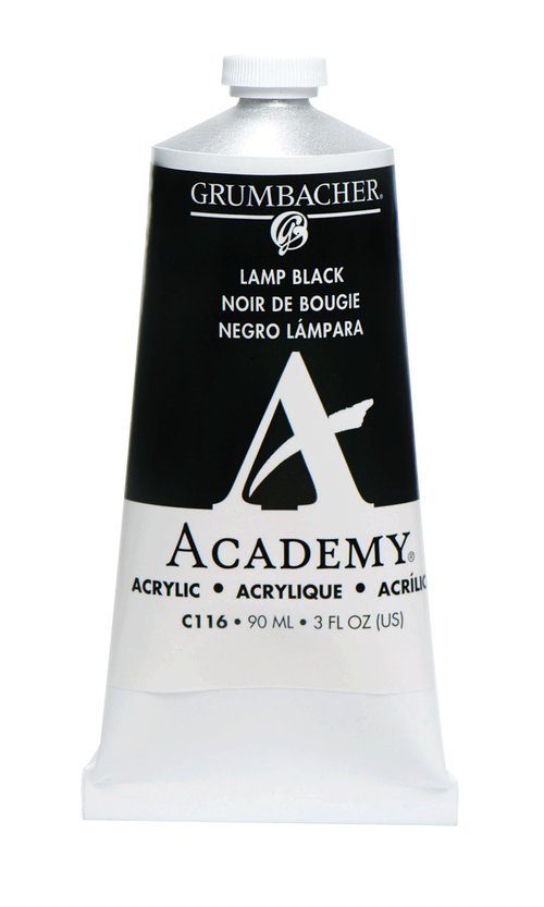 Grumbacher Academy Acrylic Paint, Gloss, 90ml/3 oz Metal Tube, Lamp Black