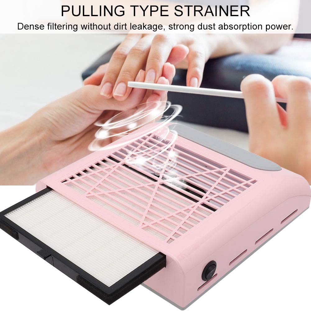 Nail Vacuum Cleaner 80W Nail Dust Collector Machine with Reusable Filter Strong Suction Nail Art Vacuum Cleaner Manicure Tool for Acrylic Gel Poly Nails Polishing Filing