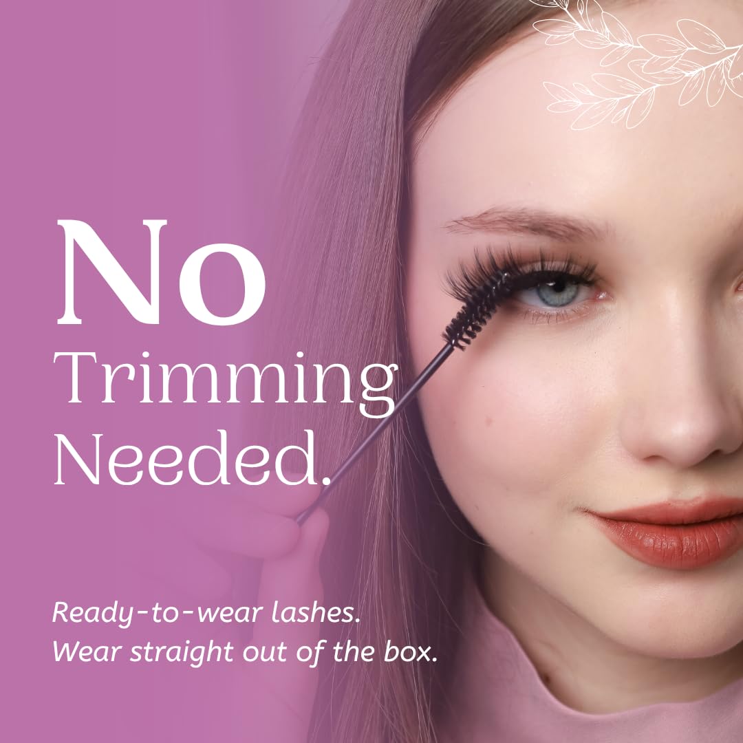 10 Pairs Mink Lashes Fluffy Eyelashes Mink Wispy Lashes (Purple) - Ready-to-Wear, Pre-Curved, Feather-Light Comfort, Reusable Up to 20 Times, Instant Glam, No Trimming, Individually Sealed