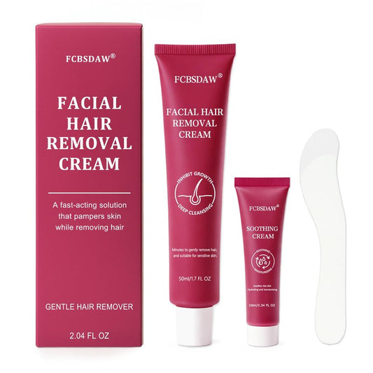 Painless Facial Hair Removal Cream for Upper Lip, Chin and Peach Fuzz - Women's Depilatory Cream Kit with Soothing Cream, Fast Acting 4-Min Formula Safe for Sensitive Skin,2.04 FL oz(Box of 3)
