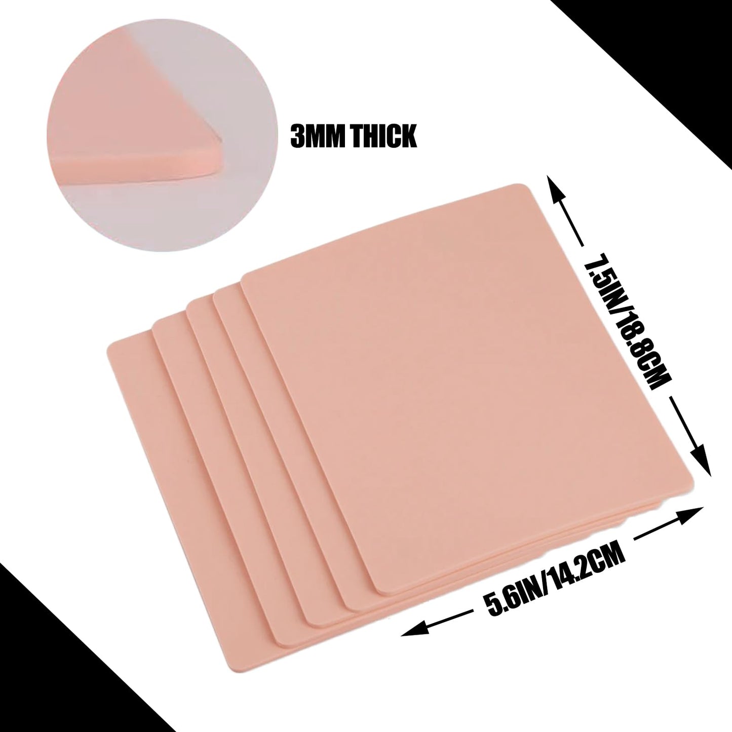 8pcs Thick Tattoo Practice Skin - 7.4x5.6'' Blank Practice Skin for Tattoo Microblading Supplies