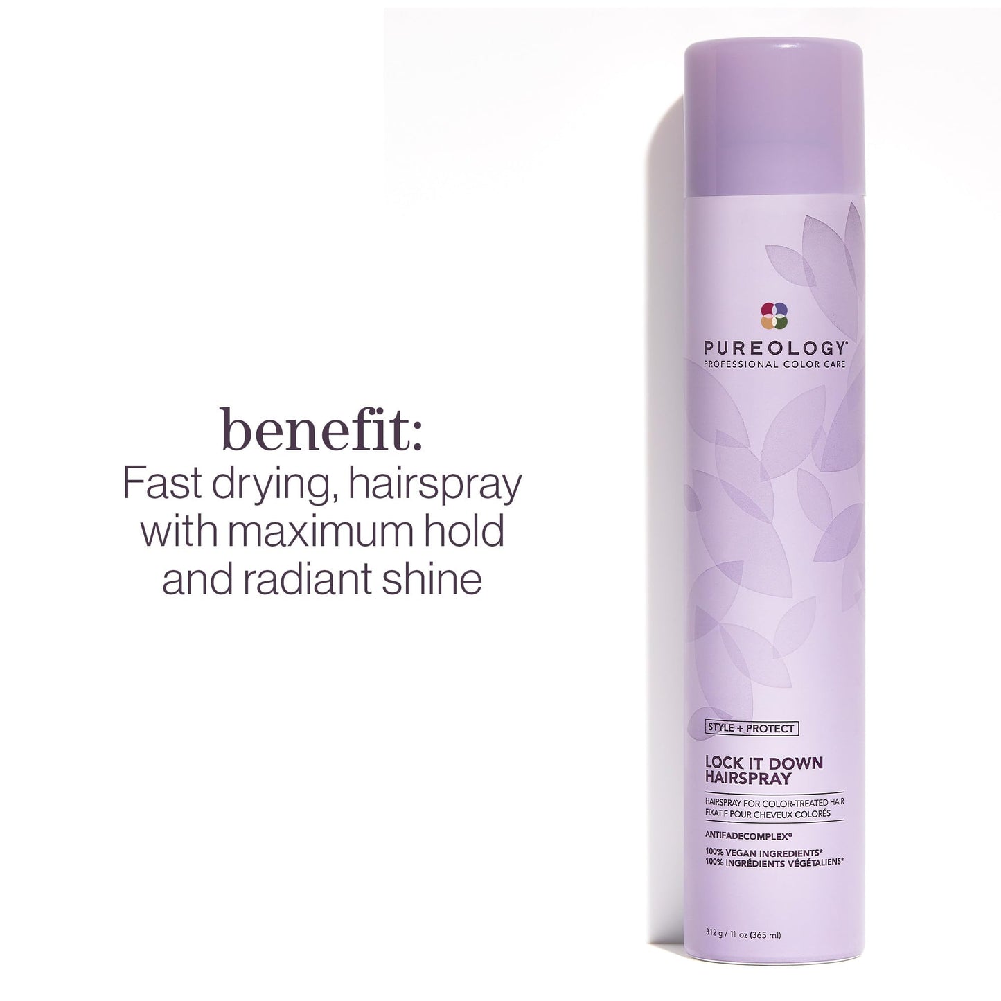 Pureology Style + Protect Lock It Down Hairspray for Color-Treated Hair, Maximum Hold, 2.1 Ounce
