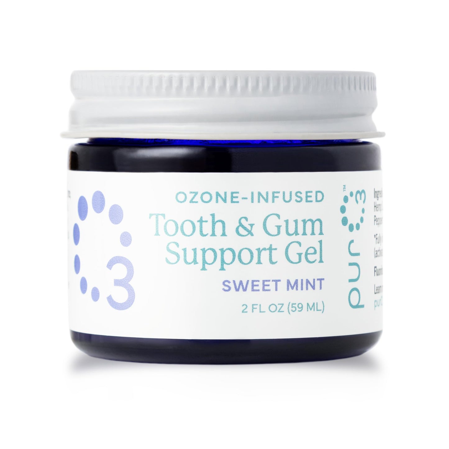 PurO3 Ozone Tooth & Gum Support – Ozonated Organic Olive Oil & Essential Oils for Complete Oral Care & Fresh Breath, Natural Fluoride-Free Solution for Deep Cleaning, Sweet Mint, 2 Fl Oz Gel