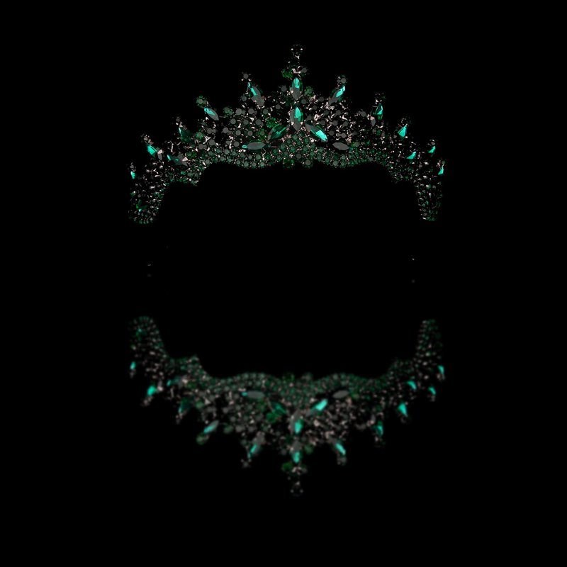 LIMELIA Women's Tiara for Henna Wedding Party|Glitter Hair Accessories for Bridal Birthday Pageant Prom Halloween Cos-play Christmas Party|Dence-Green
