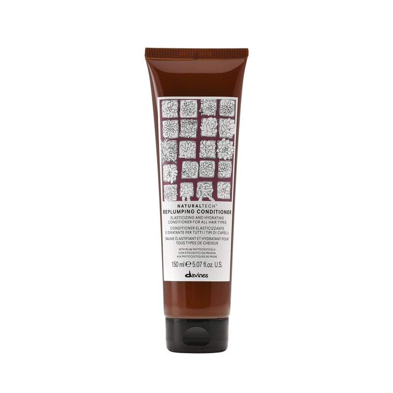 Davines Naturaltech Replumping Conditioner, Elasticizing & Moisturizing for Fine Hair Lacking Elasticity - With Plum Phytoceuticals - Detangles & Adds Body, 5.07 Fl Oz