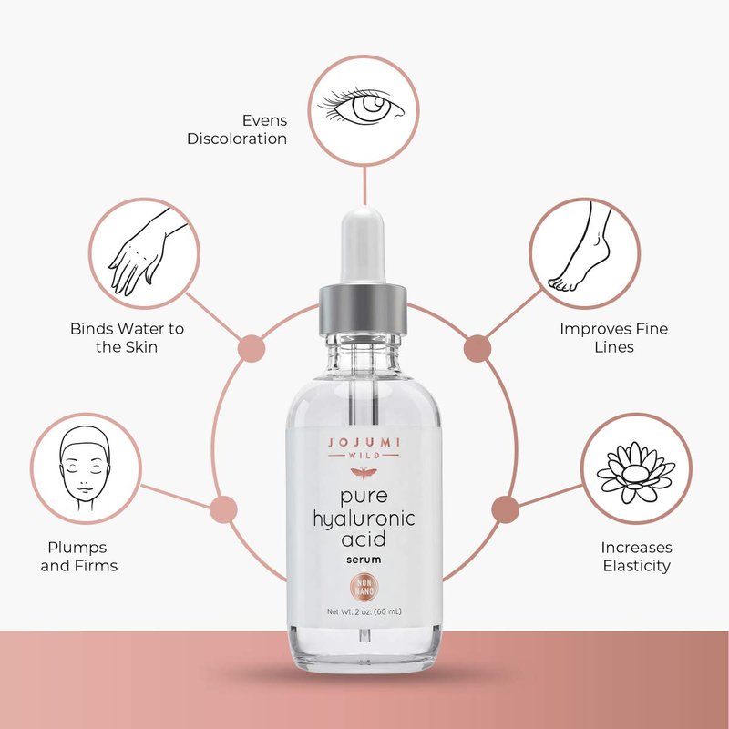 Jojumi Wild 2 oz. Pure Hyaluronic Acid Serum for Skin, Face and Under Eye - Best Hydrating Facial Serum for Microneedling Anti-Aging and Skin Care to Reduce Wrinkles and Fine Lines