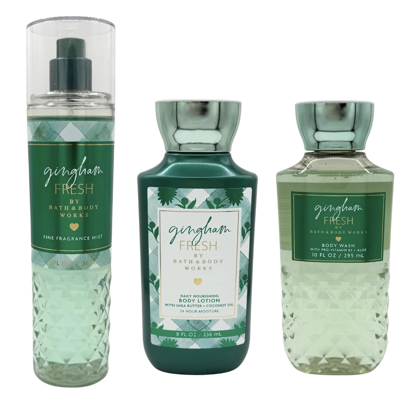 Bath & Body Works Gingham Fresh – 3-Piece Gift Set | Daily Nourishing Body Lotion, Fine Fragrance Mist & Body Wash