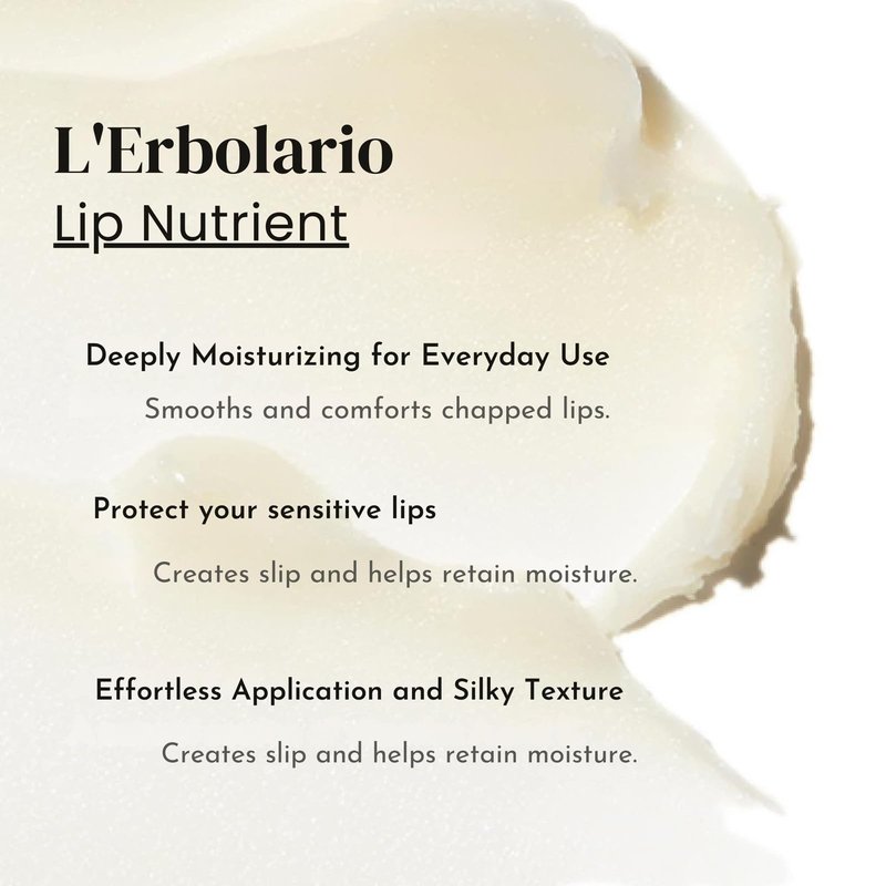 L'Erbolario Lip Nutrient - Smoothing Lip Stick with Four Butters - Softness and Suppleness for Lips - Moisturizing and Replenishing Lip Care - Lip Balm for Dry and Cracked Lips - 0.15 oz
