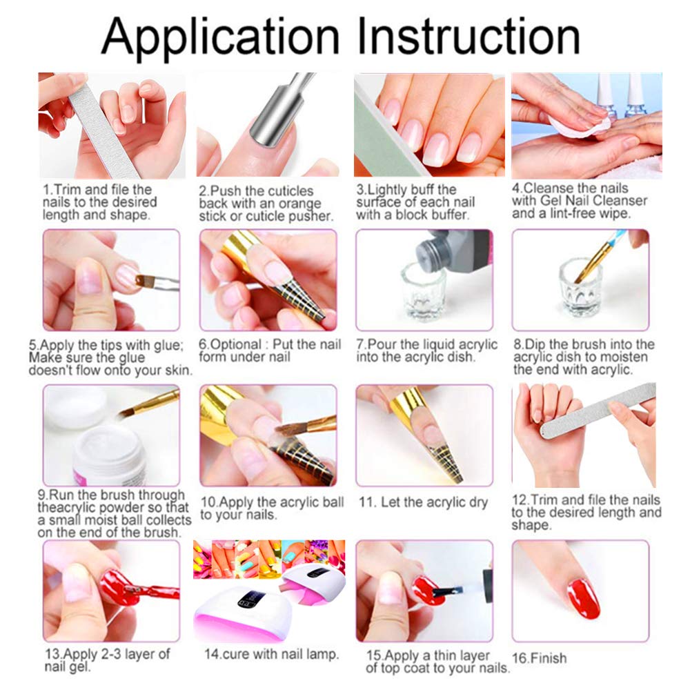 Acrylic Nail Kit for Beginners - Complete Gel Nail Polish Set with UV Light & Tools | DIY Nail Art Supplies