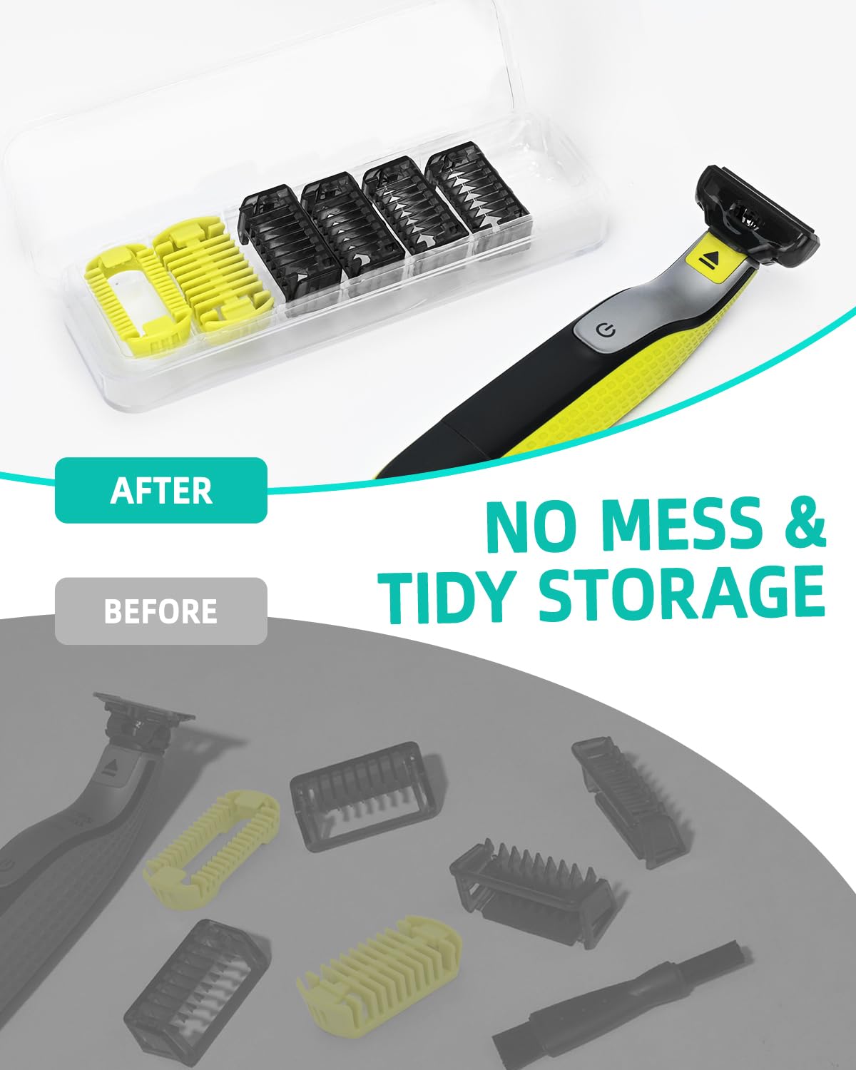 LSAUVWN Guard Combs Kit with Case Compatible with Philips Norelco OneBlade Handles, 1/2/3/5mm Guide Combs, 0/3mm Body Comb and Protective Cap for Electric Shaver Accessories for Men (7 Pcs)