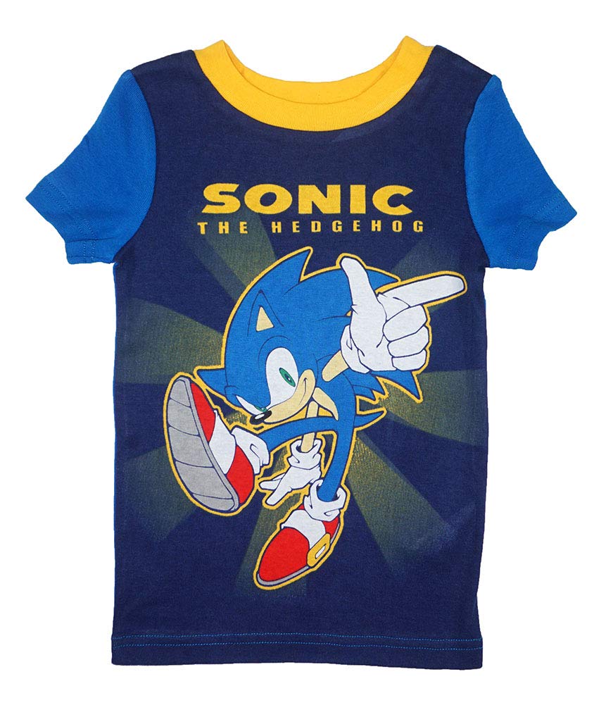 Sonic The Hedgehog Boys Gaming 4-Piece Pajama Set, S/S Blue, 10
