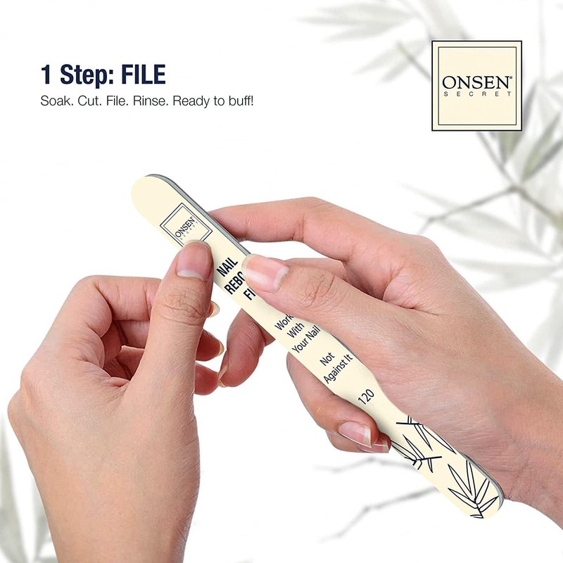 Onsen Secret Essential Nail Reboot Kit with Hand & Cuticle Rescue Cream | Buffer Block, Professional File, Replacement Pads and Repair Cream for Strong, Healthy, Shiny Natural Nails at Home