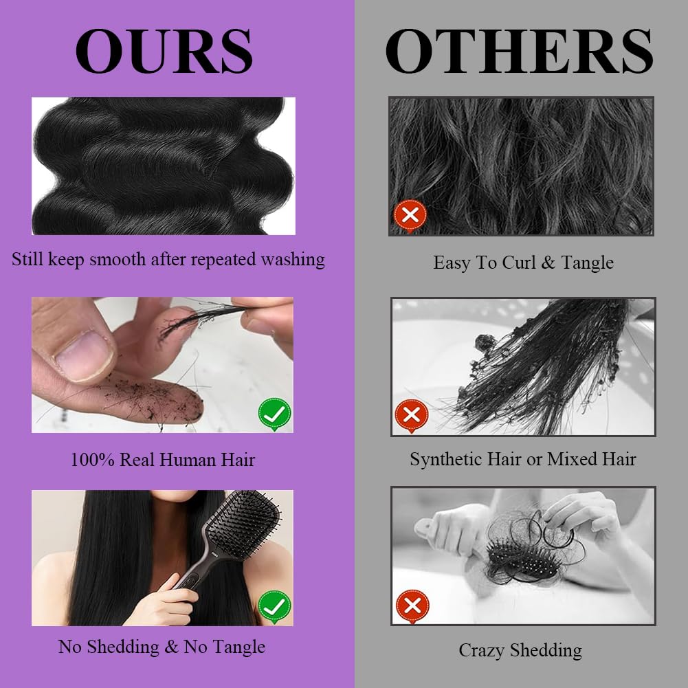 UDesire 16A 100% Unprocessed Brazilian Body Wave One Bundle 22 inch Brazilian Virgin Hair Weave Human Hair Bundles Body Wave Natural Black Color 90-95g/bundle