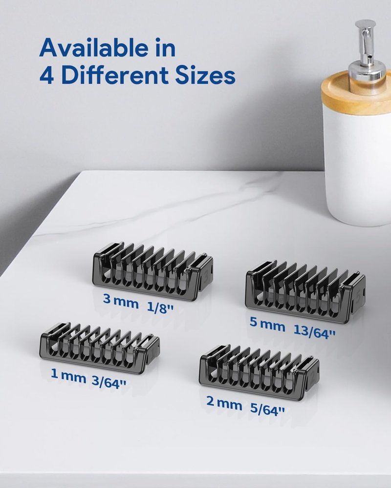 Double-Sided Guard Combs Compatible with O Blade QP2724 QP2520 QP2530 QP2620 QP2630 Pro 360 Series Facial Hair Clippers Beard Trimmer, 4 Combs of 1/2/3/5 mm Attachments Kit