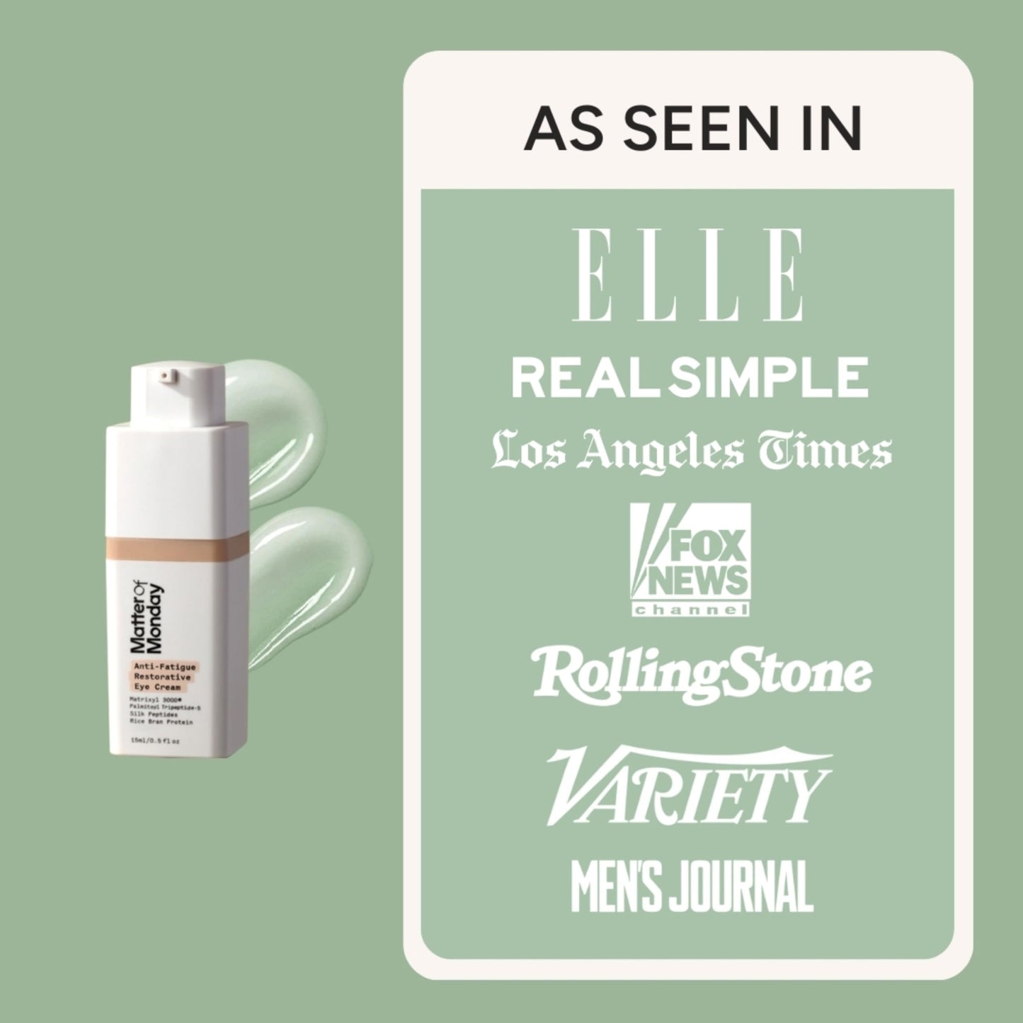 Matter of Monday Under Eye Cream for Dark Circles with Caffeine & Peptides, Firming, Anti-Fatigue for Puffiness & Fine Lines, Sensitive Skin, 0.5 oz