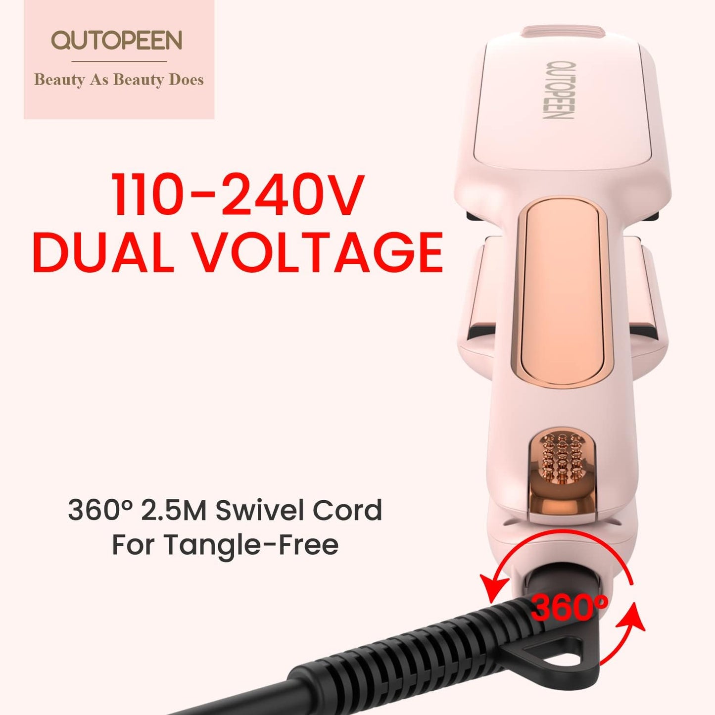 Professional Ceramic Tourmaline Hair Straightener - 2 Inch Infrared Flat Iron with Big Temp Display (140F-450F)