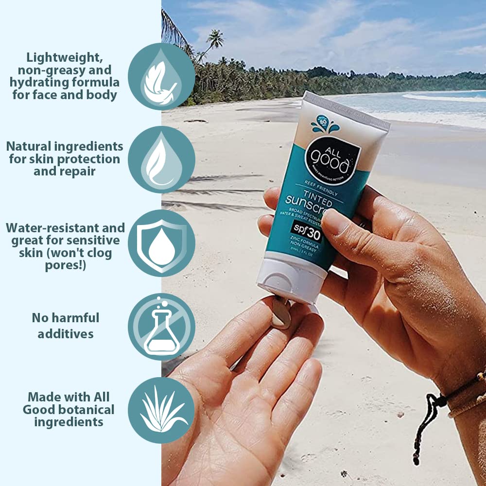All Good Tinted Mineral Sunscreen Combo Pack - SPF 30 Lotion & SPF 50 Butter - Zinc Oxide - Coral Reef Safe - Water Resistant - UVA/UVB Broad Spectrum (Combo)