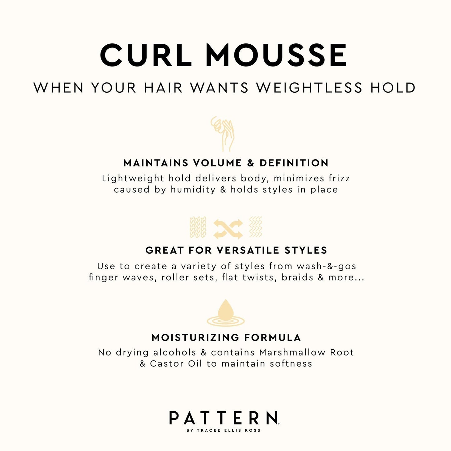 PATTERN Beauty by Tracee Ellis Ross Curl Mousse 8 fl oz- Volume and Hold for Curly Hair 3a-4c