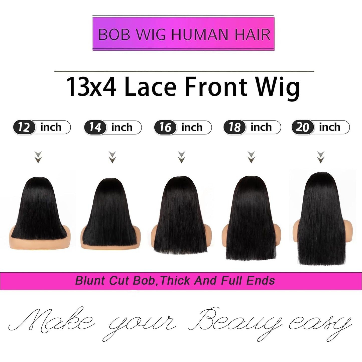 OPNGF Bob Wig Human Hair Glueless 13x4 HD Lace Front Wigs For Black Women Straight Transparent Frontal Short Human Hair Bob Wig 14 Inch Pre Plucked With Baby Hair 180% Density
