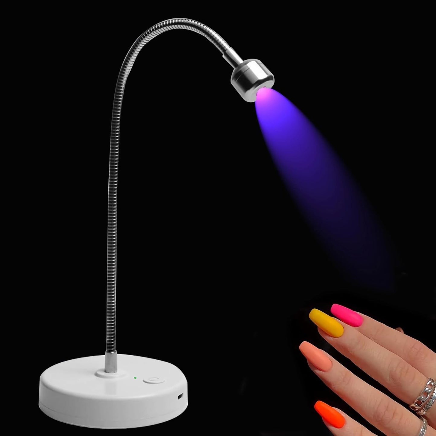 3W UV/LED Nail Lamp - Portable Rechargeable Gooseneck Design | Flash Cure Light for Gel-X & Semi-Cured Gel Strips