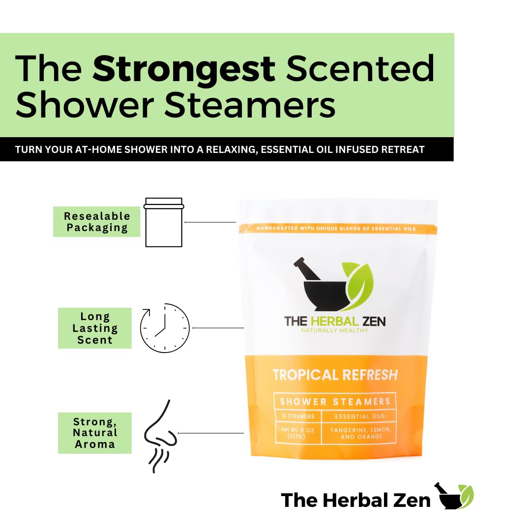 Tropical Refresh Shower Steamers Aromatherapy with Citrus Essential Oils,Made in the USA Shower Bomb Aromatherapy, Self Care Gift, Spa Day Gifts, Birthday Gifts, Gift for Her
