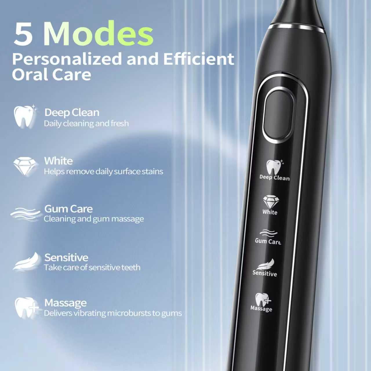 OasiSmile Electric Toothbrush for Adults: 42000 VPM Deep Cleaning for Sensitive Teeth, Rechargeable Sonic Toothbrush with 5 Modes, 6 Brush Heads & Smart 2-Min Timer, 100-Day Battery for Home Travel
