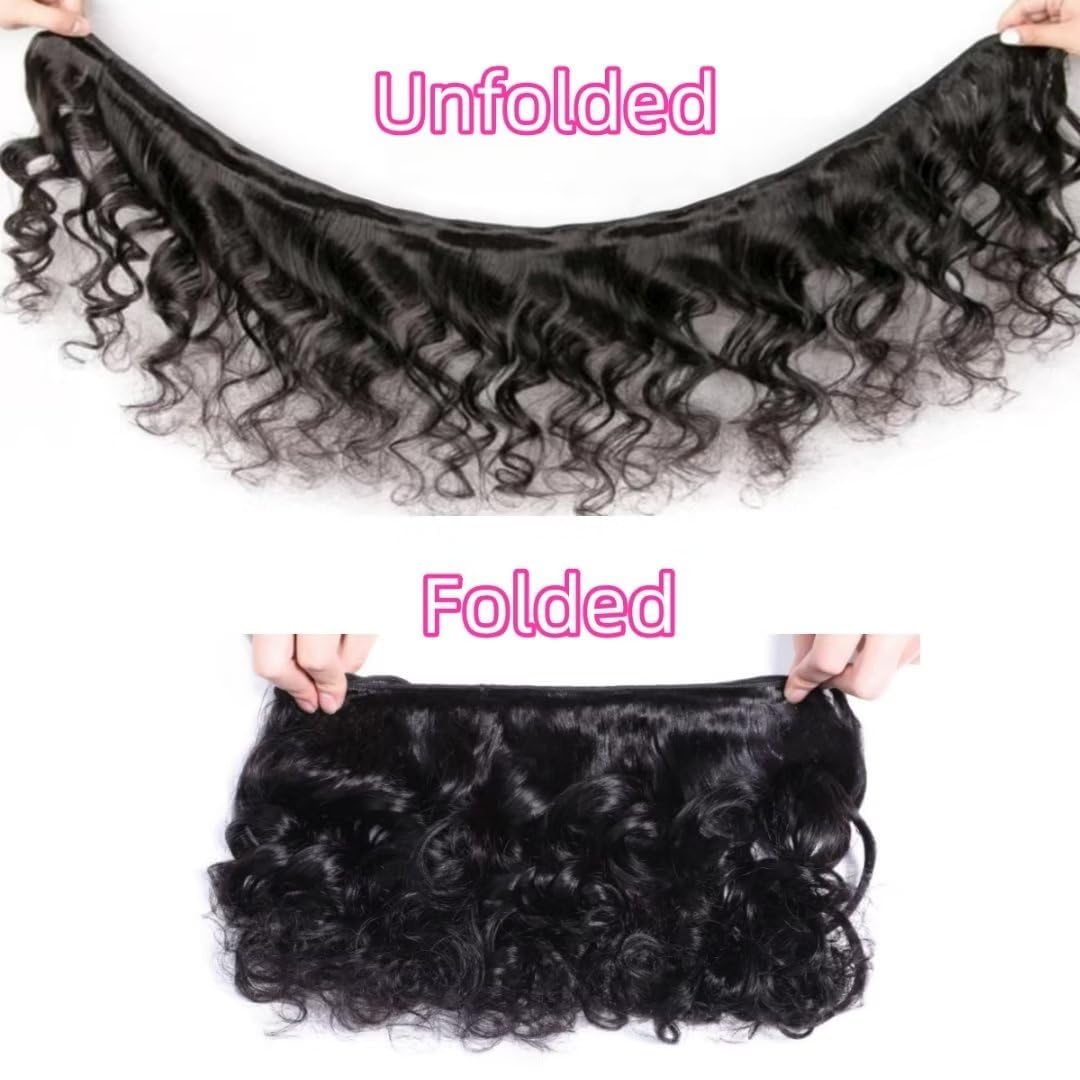 Loose Wave Bundles Human Hair 3Bundles Brazilain Virgin Loose Wave Human Hair Bundles Natural Black Color Can be Dyed (Natural Black, 10 10 10 Inch)