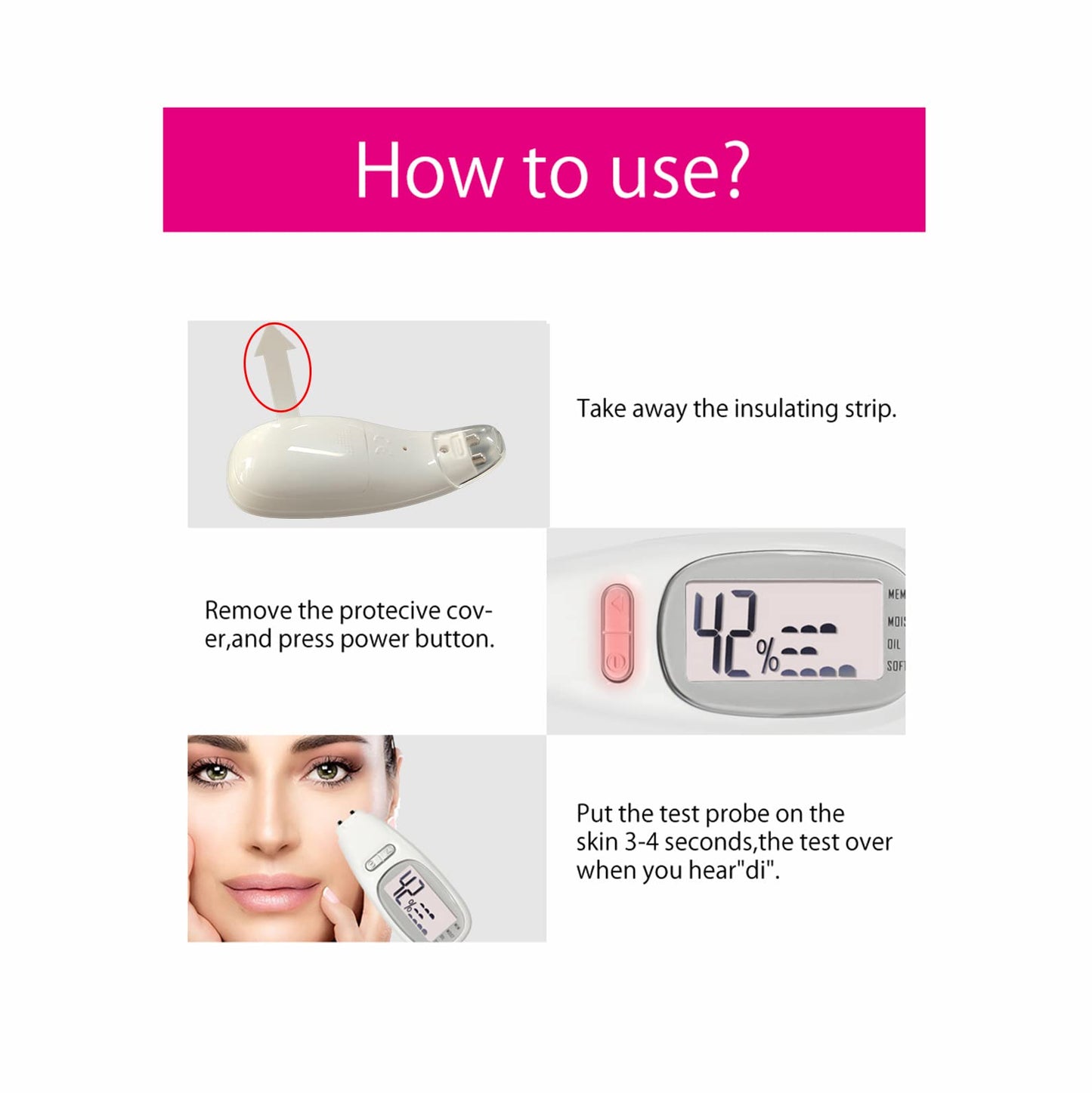 SHQYMBLT Portable digital facial moisture tester skin analyzer facial hydration corneometer skin hydration meter water oil tester for face skin care with backlight LCD display gifts for girls women