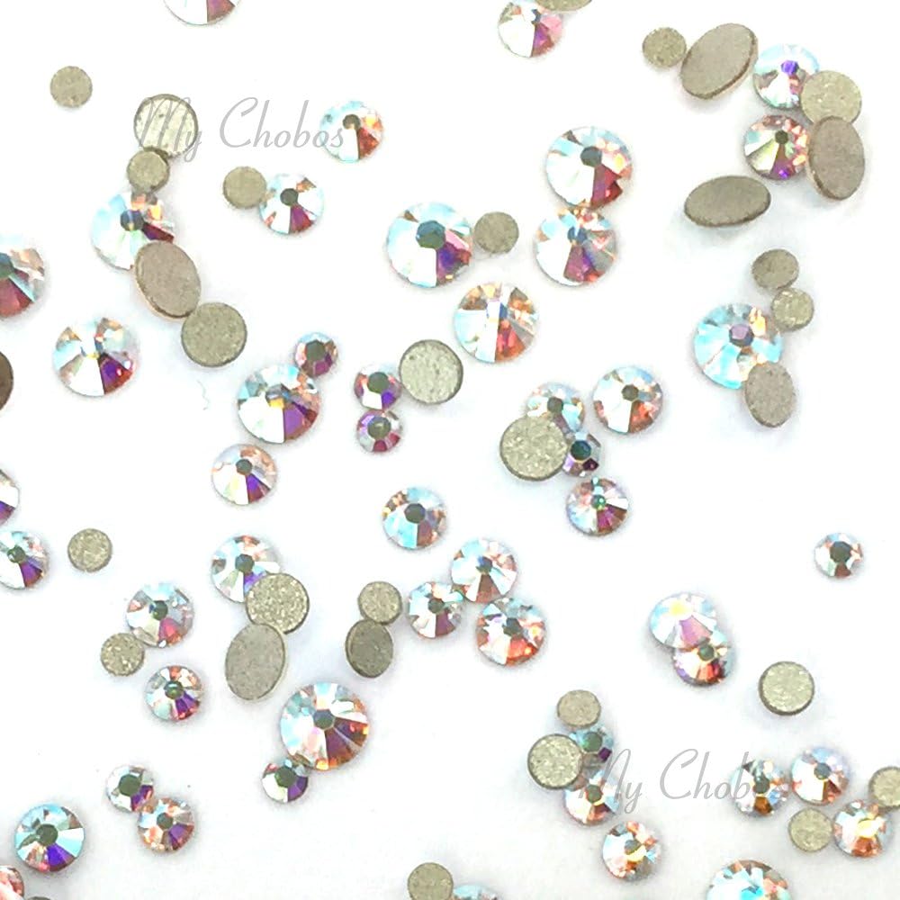 Crystal AB Rhinestones - Mixed Sizes Swarovski 2058 Flatbacks for Nail Art | 144 Pcs No-Hotfix