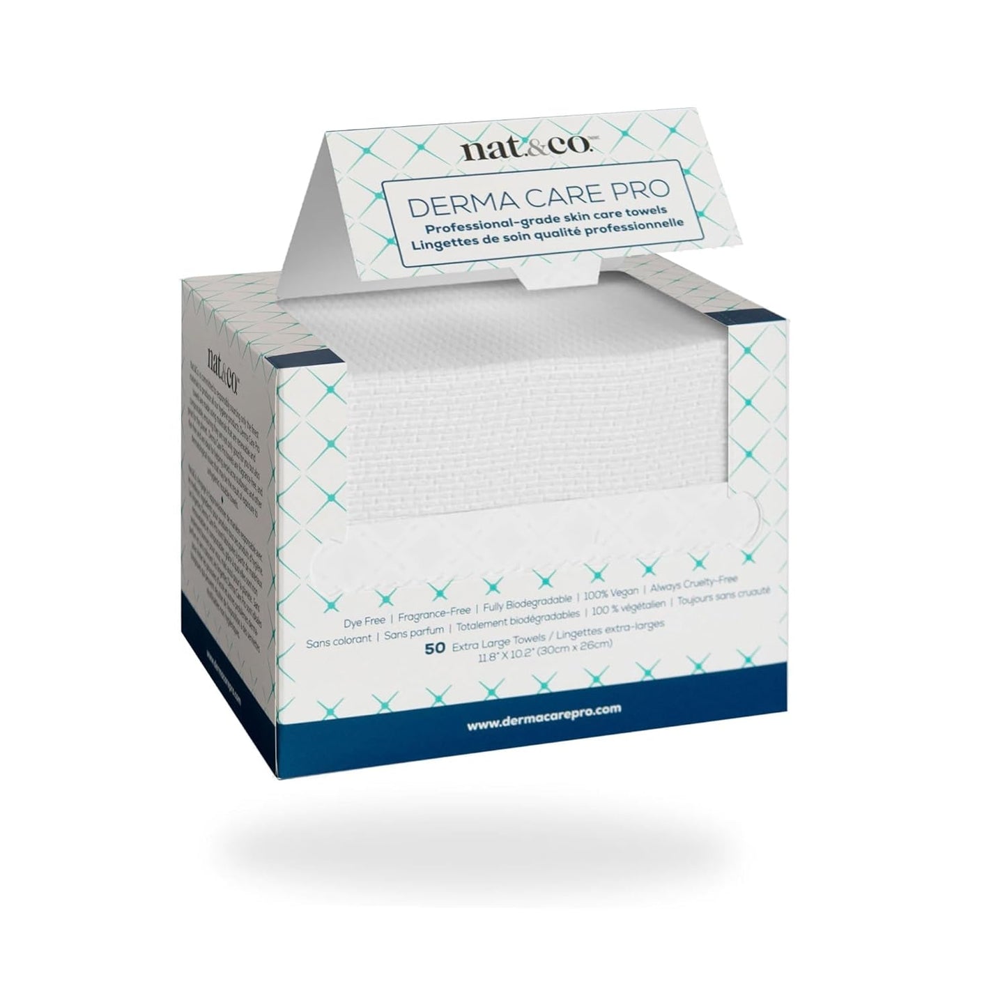 Derma Care Pro Face Towels - 100% USDA Biobased Material, Extra Large Makeup Remover Cloths | 50 Count for Sensitive Skin