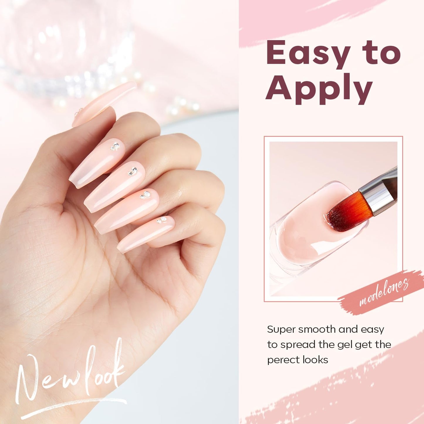 modelones Poly Gel Nail Kit 6 Colors with 8 W Nail Lamp Polygel Toenail Kit Extension Gel Kit Jelly Milky White Pink Nude Complete Tools Beginner Thickening Solutions DIY at Home for Women